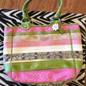 Pink, Green, White Coach bag